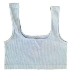 Dynamite Light Blue Ribbed Cropped Top XS